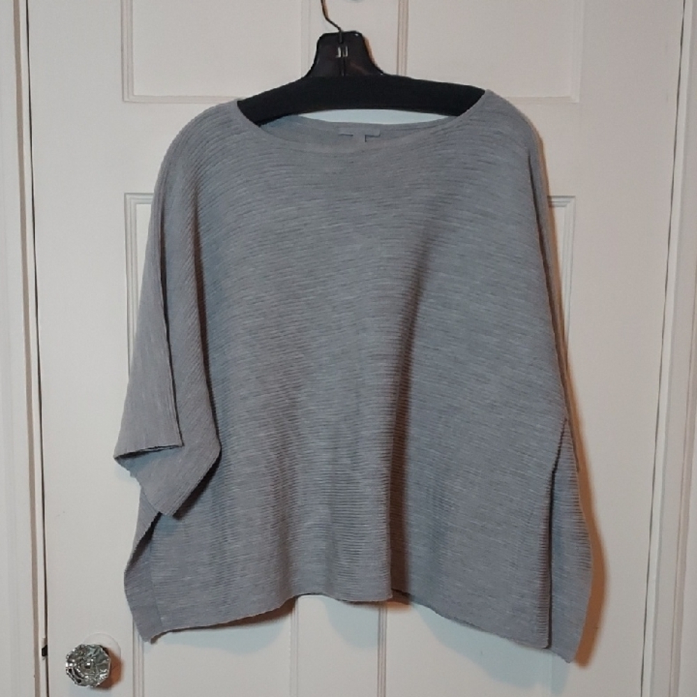 COS Light Gray Blue Wool Poncho Sweater